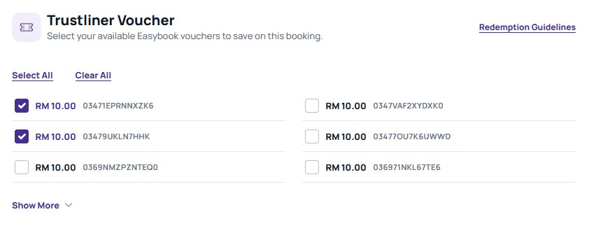 Voucher selection